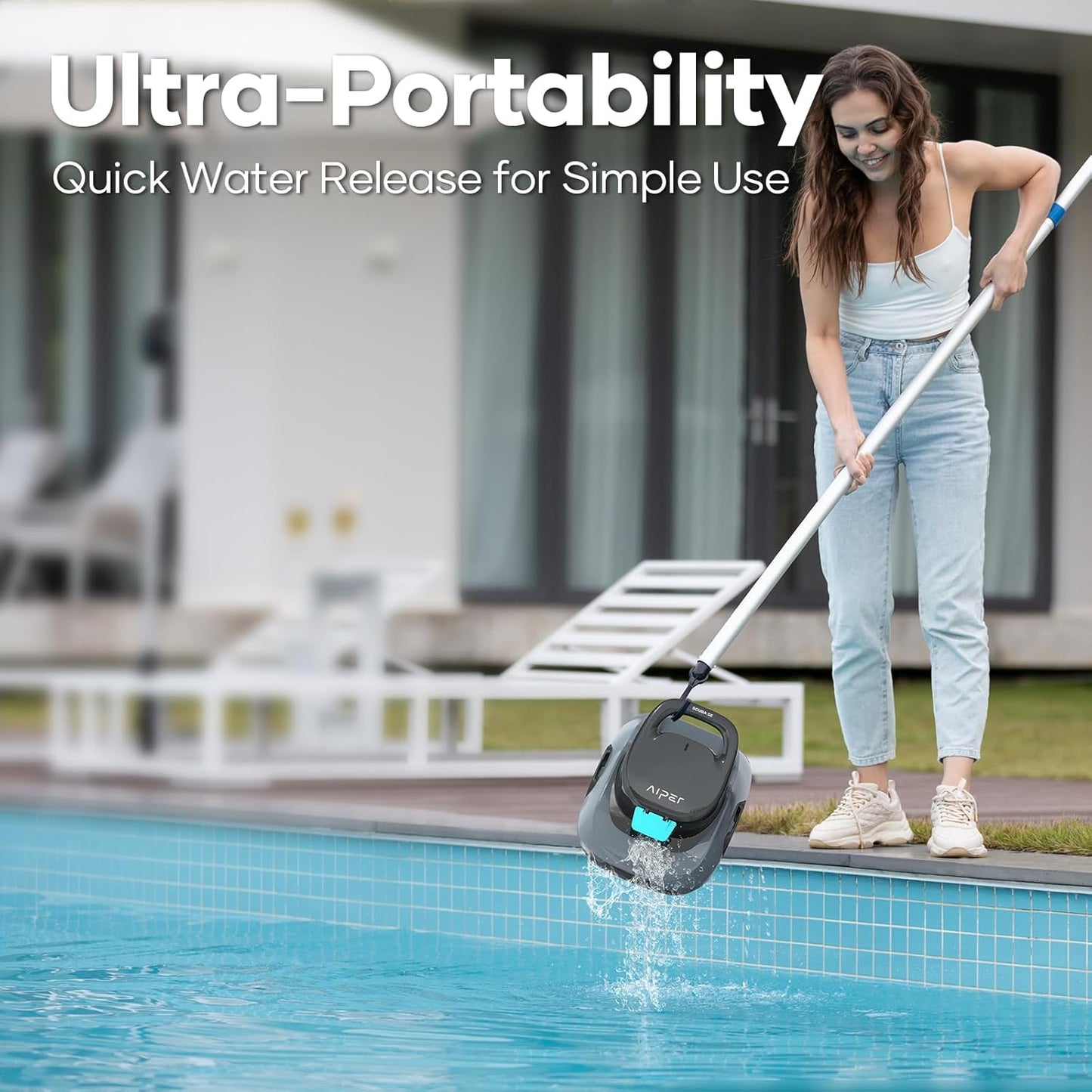 AIPER Poolroboter mit Quad-Motor, WavePath Navigation, 3 Reinigungsmodi, kabellos für Pools bis 150㎡