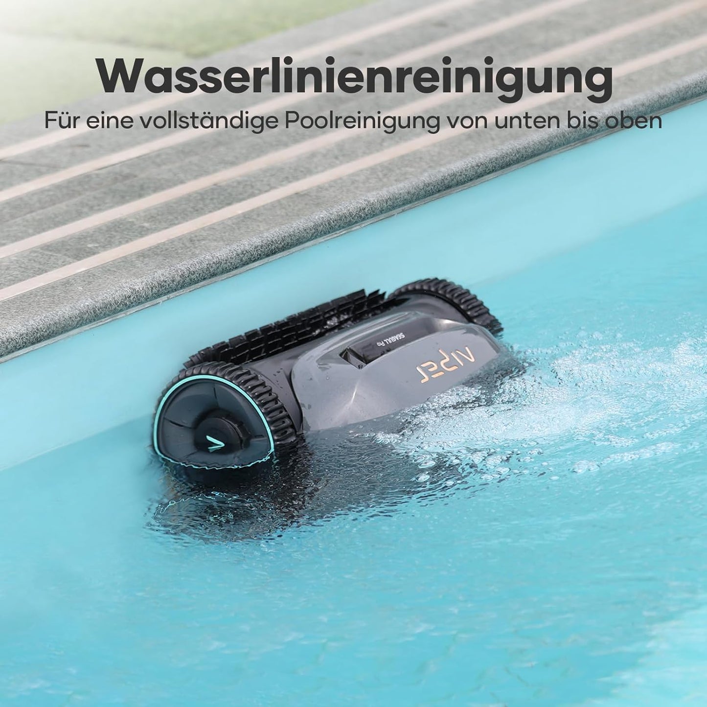 AIPER Poolroboter mit Quad-Motor, WavePath Navigation, 3 Reinigungsmodi, kabellos für Pools bis 150㎡